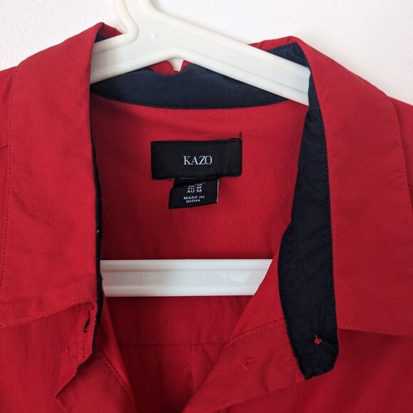 Kazo Red Wrap Around Shirt Dress Size M Medium 6 - Picture 3 of 6